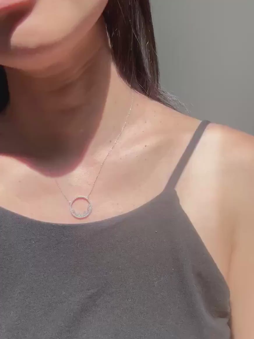 New 10 solid white gold with authentic natural diamonds necklace precious fine jewelry