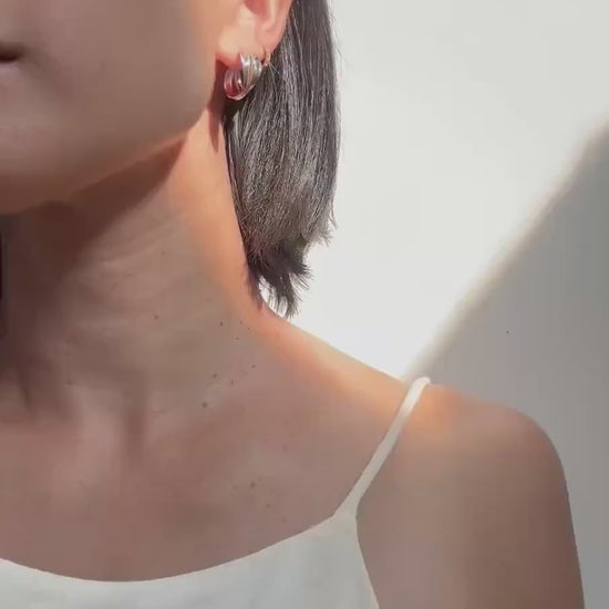 Solid 18K White Gold Large Lucy Hoop Earrings- Timeless Elegance