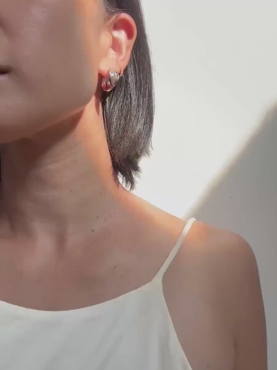 Solid 18K White Gold Large Lucy Hoop Earrings- Timeless Elegance