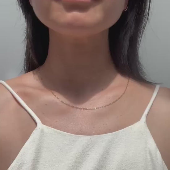 18K Solid Gold Paperclip Chain Gabby Necklace: Dainty Minimalist Jewelry