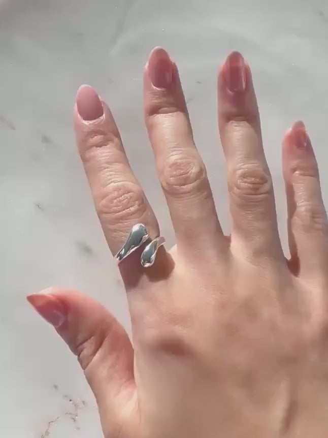 Sterling Silver Adjustable Natalia Ring – Modern Minimalist Open Band