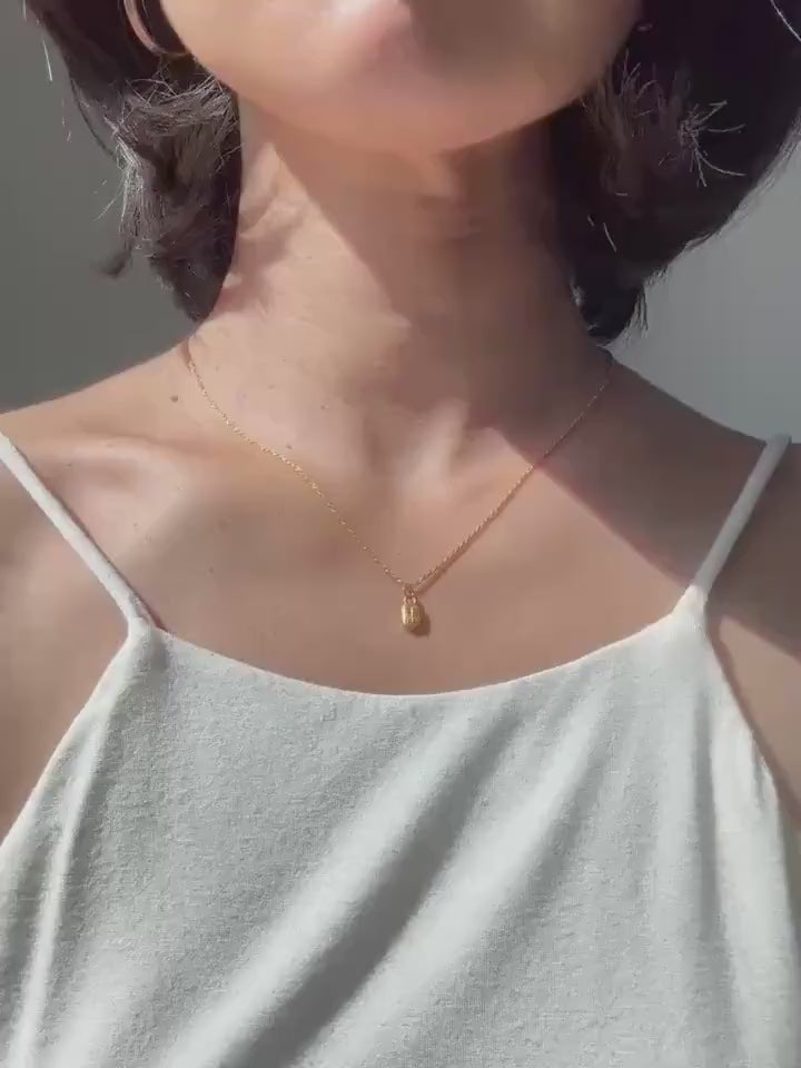 24K Gold Dainty Good Luck Charm Hao Yun Necklace with 18K Gold Rope Chain