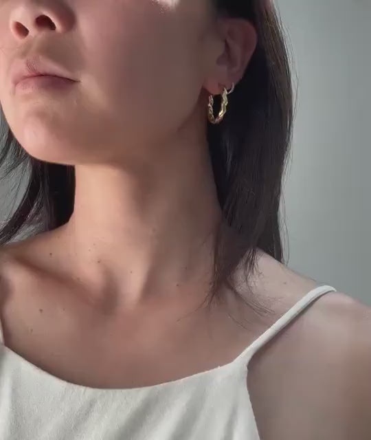 14k Solid Gold Braided Hoop Earrings: Vintage Twist Design