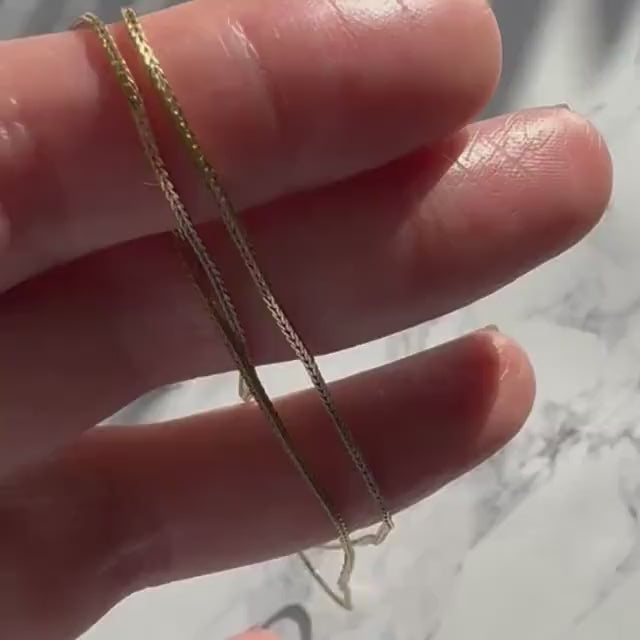 18k Solid Gold Fox Tail Chain Necklace - 19" Vintage Jewelry