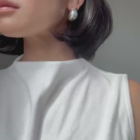 Sterling Silver Crescent Ava Hoop Earrings | Extra Large Modern Minimalist Statement Hoops