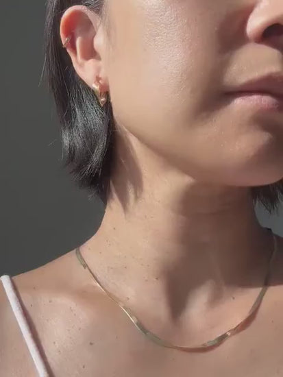 Vintage 10K Solid Gold Petite Ribbed Hoop Earrings