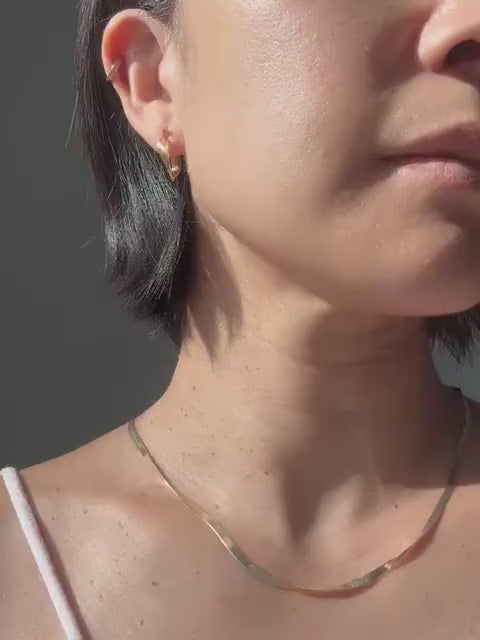 Vintage 10K Solid Gold Petite Ribbed Hoop Earrings